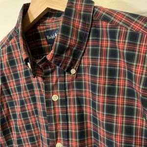 Ralph Lauren Men's Sz‎ M Blake Navy and Red Plaid Shirt